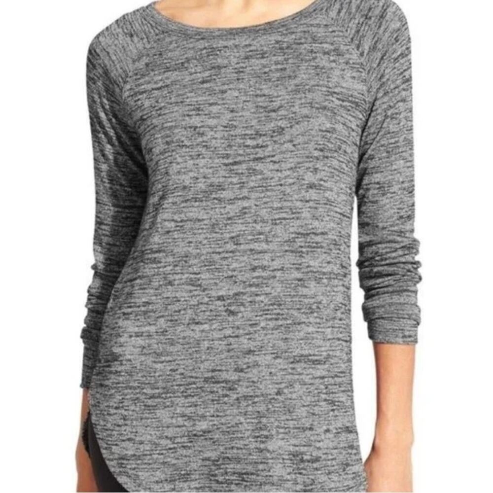 Athleta Luxe Pose Tunic Size Large Grey Marled Long Sleeve Athleisure Loungewear
